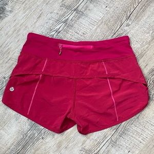 Lululemon red wine Speed Shorts size 2